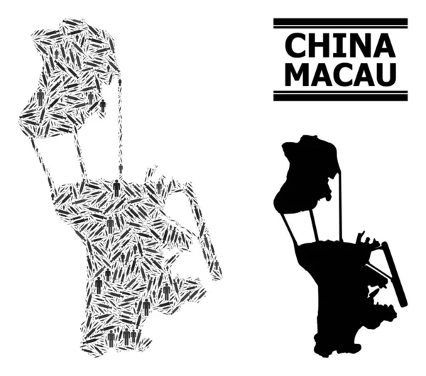 Vacunación Mosaico Mapa de Macao — Vector de stock