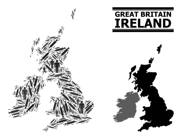 Covid-2019 Léčba Mozaika Mapa Velké Británie a Irska — Stockový vektor