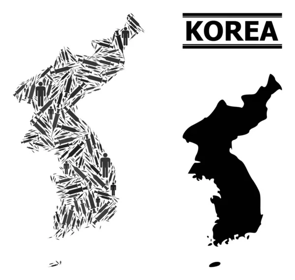 Vaccin Mozaïek Kaart van Korea — Stockvector