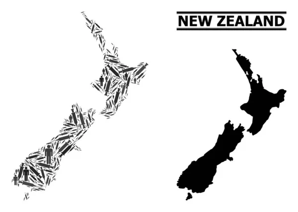 Ψηφιδωτός χάρτης της Νέας Ζηλανδίας — Διανυσματικό Αρχείο
