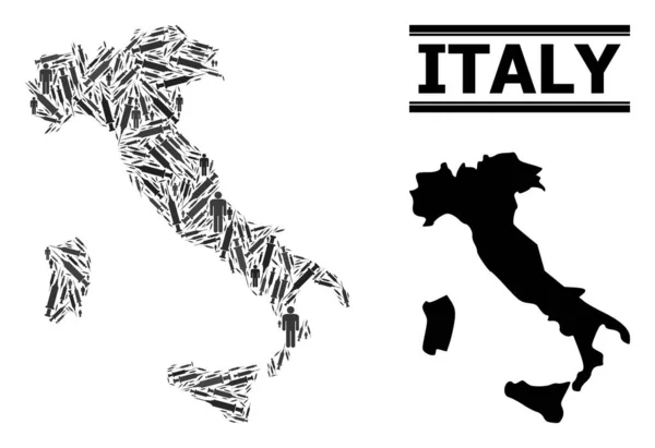 Inoculación Mosaico Mapa de Italia — Vector de stock