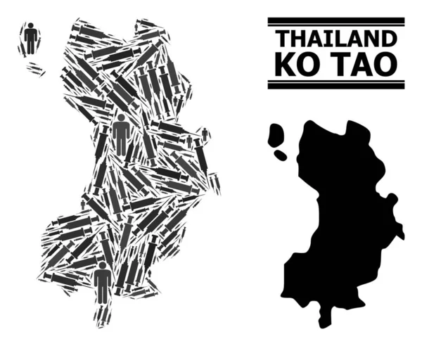 Inoculation Mosaic Map of Ko Tao — Stock Vector