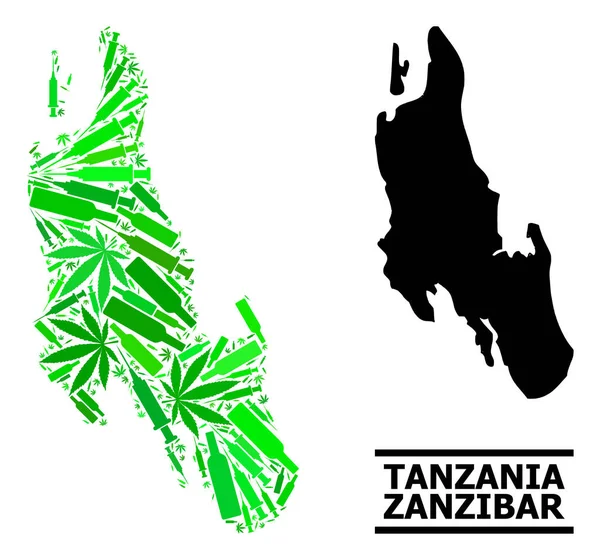 Мозаичная карта острова Занзибар — стоковый вектор