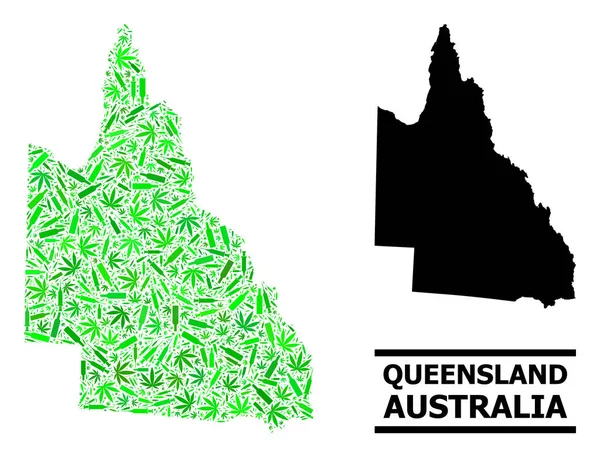 Drogues Mosaïque Carte du Queensland australien — Image vectorielle