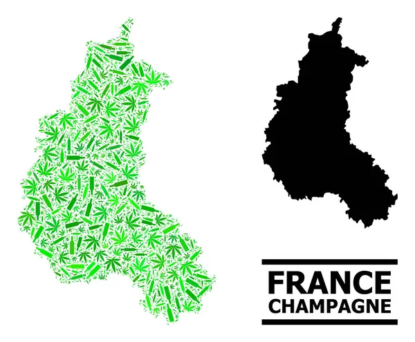 Drogen Mosaik Karte der Champagne Provinz — Stockvektor