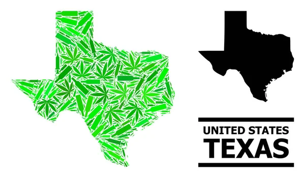 Drogen Mosaik Karte von Texas State — Stockvektor