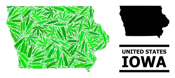 Mappa Mosaico di droga dello Stato dell'Iowa — Vettoriale Stock