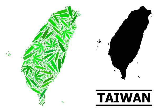 Drogas Mapa mosaico de Taiwan — Vetor de Stock