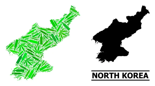 Sucht-Mosaik-Karte von Nordkorea — Stockvektor