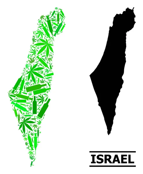 Adicción Mosaico Mapa de Israel — Vector de stock