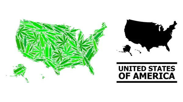 Narkotyki Mozaika Mapa Terytoriów USA — Wektor stockowy