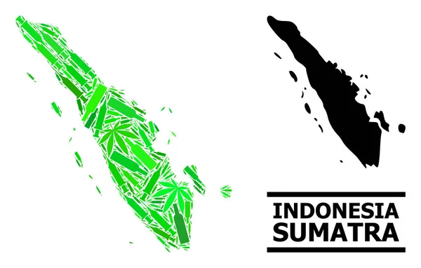 Missbruk Mosaik Karta över Sumatra Island — Stock vektor