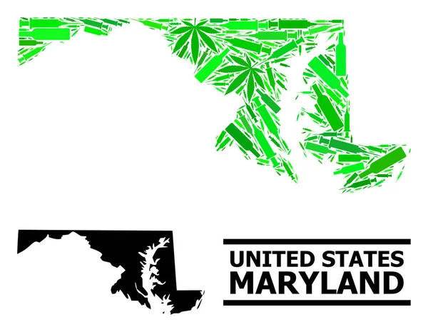 Mosaico de drogas Mapa del estado de Maryland — Archivo Imágenes Vectoriales