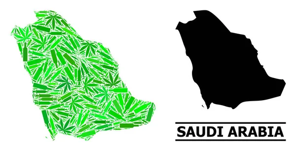 Drogen Mosaik Karte von Saudi-Arabien — Stockvektor