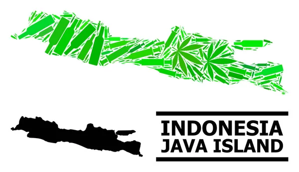 Mosaico de Drogas Mapa de Java Island — Archivo Imágenes Vectoriales