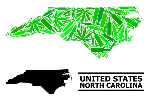ノースカロライナ州の中毒モザイク地図 — ストックベクタ
