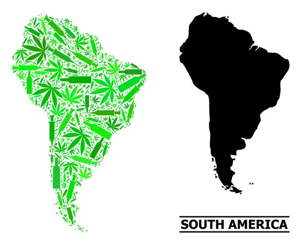 Narkotyki Mozaika Mapa Ameryki Południowej — Wektor stockowy
