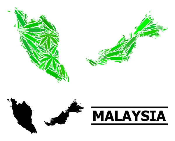 Drogen Mosaik Karte von Malaysia — Stockvektor