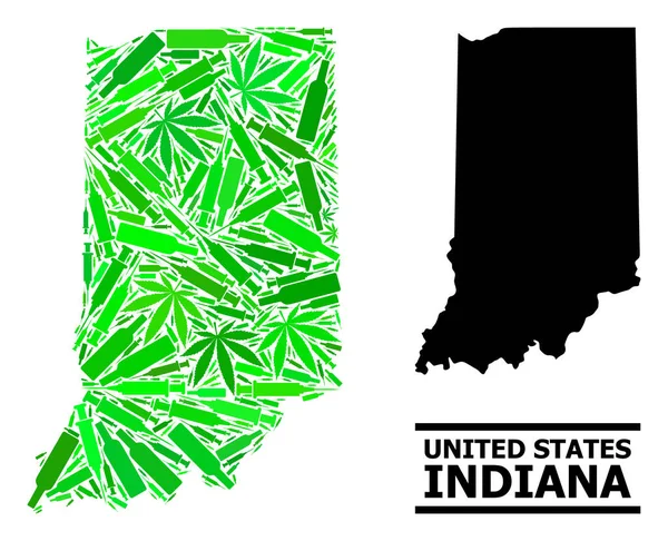 Dipendenza Mosaico Mappa di Indiana State — Vettoriale Stock