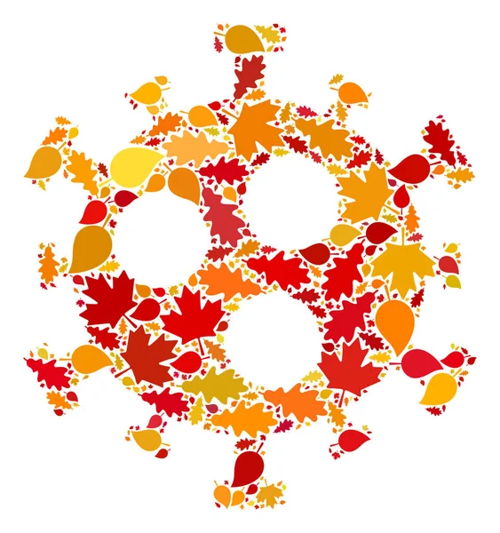 Covid-2019 Virus Herfst Mozaïekicoon met herfstbladeren — Stockfoto