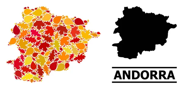 Hojas de otoño - Mapa mosaico de Andorra — Vector de stock