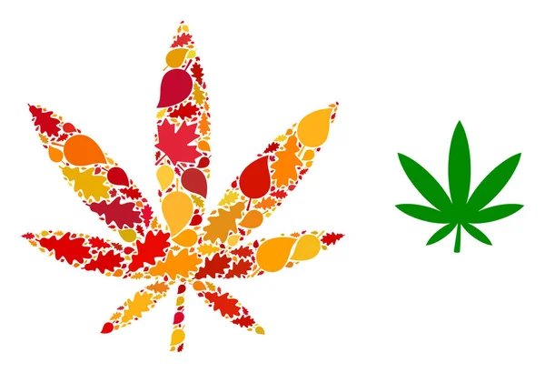 Μαριχουάνα Φθινοπωρινή Ψηφιδωτή Εικόνα με Φθινοπωρινά Φύλλα — Διανυσματικό Αρχείο