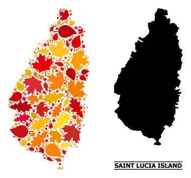 Sonbahar Yaprakları - Saint Lucia Adası Mozaik Haritası