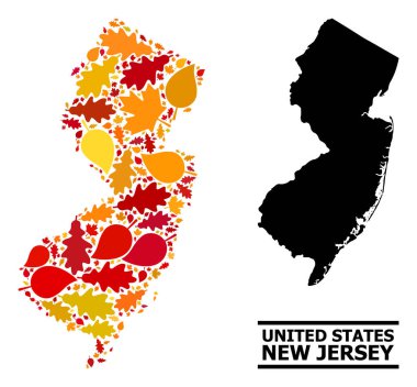 Autumn Leaves - Mosaic Map of New Jersey State clipart