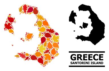 Sonbahar Yaprakları - Santorini Adası Mozaik Haritası