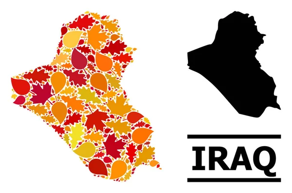Foglie d'autunno - Mappa Mosaico dell'Iraq — Vettoriale Stock