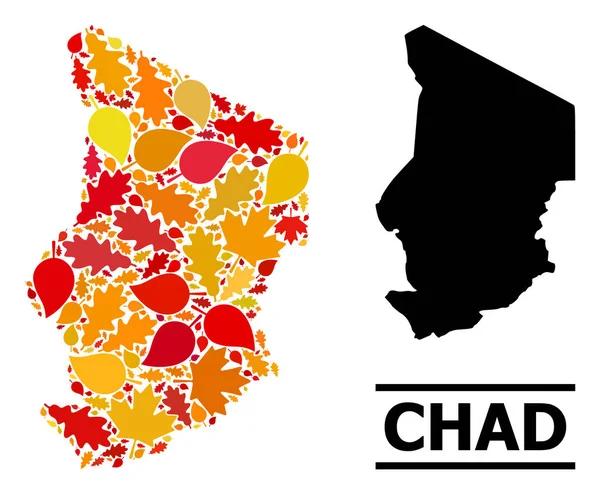 Hojas de otoño - Mosaico Mapa de Chad — Vector de stock