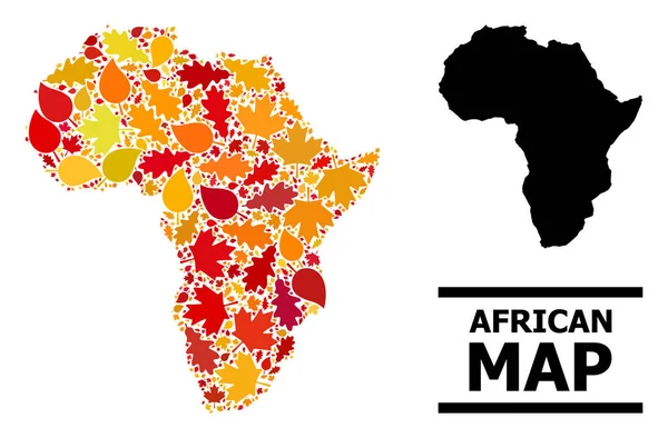 Folhas de Outono - Mapa Mosaico da África —  Vetores de Stock