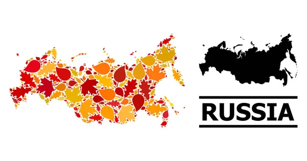 Herbstblätter - Mosaik-Karte von Russland — Stockvektor