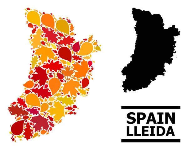 Folhas de outono - Mapa mosaico da província de Lleida —  Vetores de Stock
