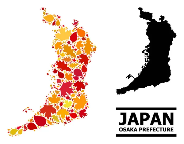 Folhas de outono - Mapa mosaico da Prefeitura de Osaka —  Vetores de Stock
