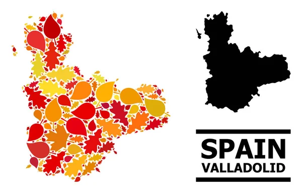 Folhas de outono - Mapa mosaico da província de Valladolid —  Vetores de Stock