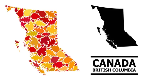 Осенние листья - карта мозаики провинции Британская Колумбия — стоковый вектор