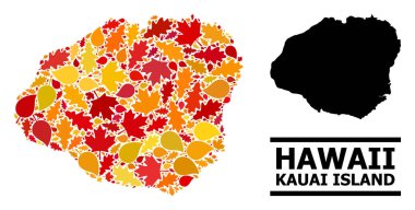 Sonbahar Yaprakları - Kauai Adası Mozaik Haritası