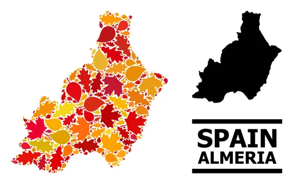 Folhas de Outono - Mapa Mosaico da Província de Almeria —  Vetores de Stock