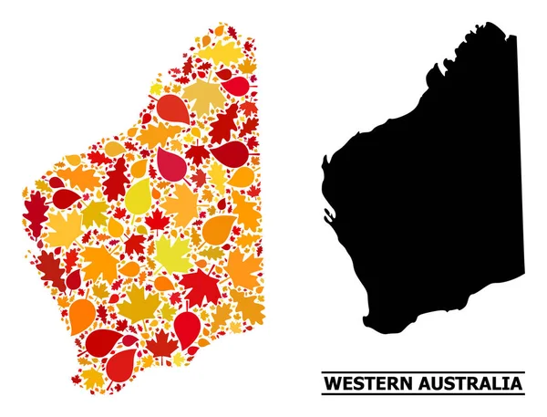 Folhas de outono - Mapa mosaico da Austrália Ocidental —  Vetores de Stock