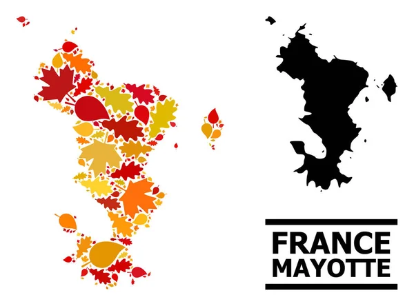 Höstlöv - Mosaikkarta över Mayotteöarna — Stock vektor