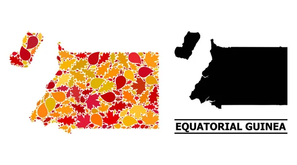Hojas de otoño - Mapa de mosaico de Guinea Ecuatorial — Vector de stock