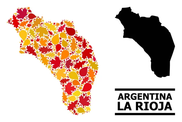 Hojas de Otoño - Mapa Mosaico de Argentina - La Rioja — Vector de stock