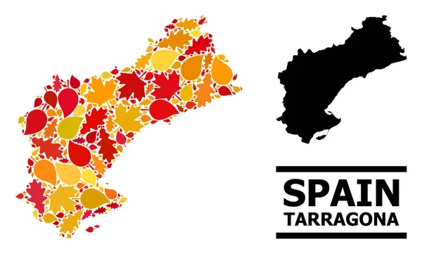 Folhas de outono - Mapa mosaico da província de Tarragona —  Vetores de Stock