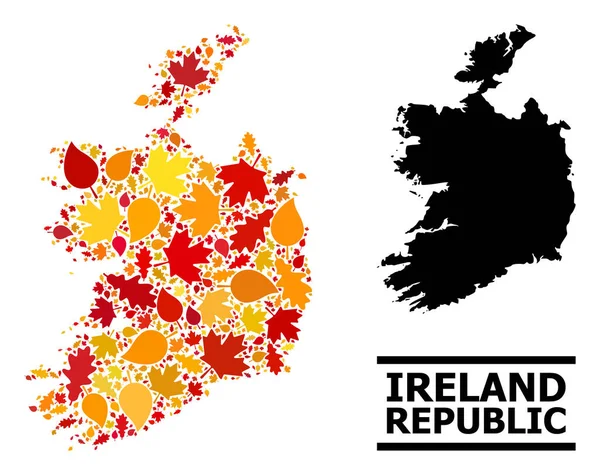 秋叶-爱尔兰共和国马赛克地图 — 图库矢量图片