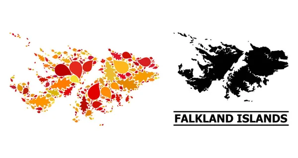 Herfstbladeren - Mozaïekkaart van Falklandeilanden — Stockvector