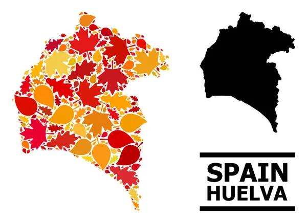 Folhas de outono - Mapa mosaico da província de Huelva —  Vetores de Stock