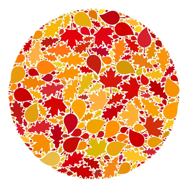 Cirkel Herfst Compositie Ikoon met herfstbladeren — Stockvector