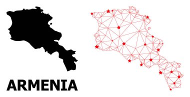 Kızıl Yıldızlı Çokgen Ermenistan Haritası