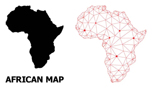 2D Πολυγωνικός Χάρτης της Αφρικής με Κόκκινα Αστέρια — Διανυσματικό Αρχείο